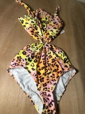 Bar III Women's Animal-Print O-Ring Cutout Monokini one piece Swimsuit Size:S